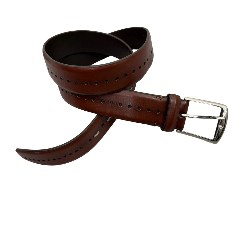 Stacy Adams Belt Mens 36 Brown Leather Polished Buckle Dress Casual Accessory